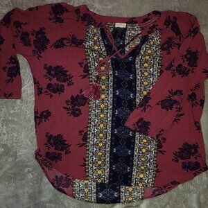 Mason & Belle XL Rayon Bohemian Blouse Pink